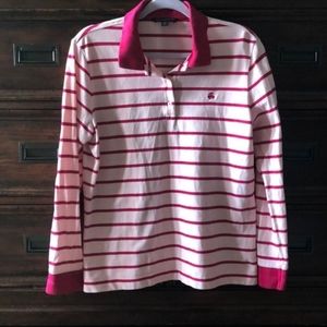 346 Brooks Brothers long sleeve knit polo top in pink